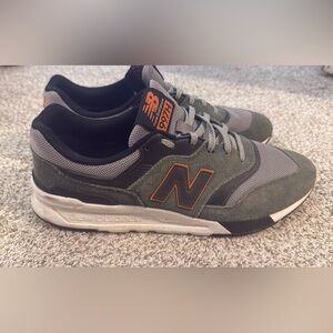 New Balance Men's Olive Green & Gray Athletic Sneakers with Orange Logo